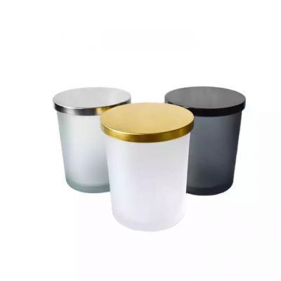 decorative glassware gift empty wax candles glass vessels bulk wholesale frosted jar with gold lid