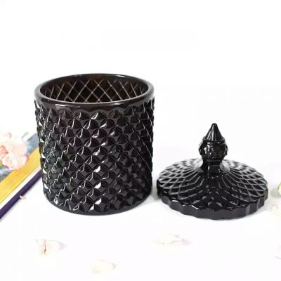 silver rose gold white black diamond pattern cylinder jars for candles luxury candle vessels