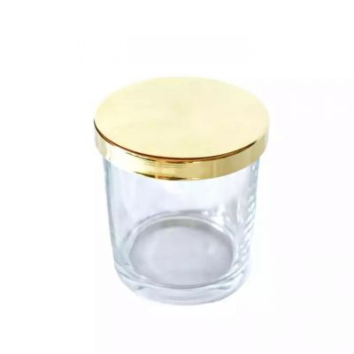 manufacturer wholesale low price luxury metal lid thick base candle glass jar clear 9oz