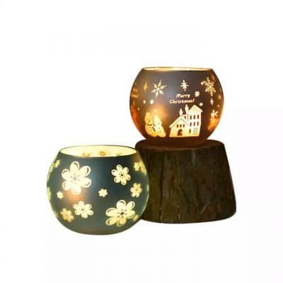Wholesale New Design Glass Unique Romantic Christmas Round Candle Bowls Elegant Candle Holder Home Decoration