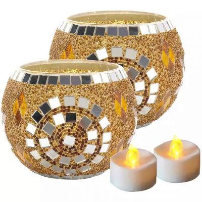 Fancy Home Party Wedding Decor Gift Tealight Glass Golden Candle Holder