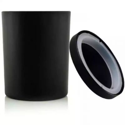 10oz Matte Black Luxury Elegant Glass Candle Jar with black lid