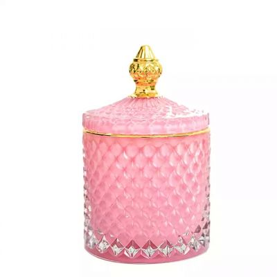 Verre Bougie Luxury Crystal Geo Cut Glass Candle Candy Jars Container with Lids and Gift Box for Soy Wax Scented Candle Making
