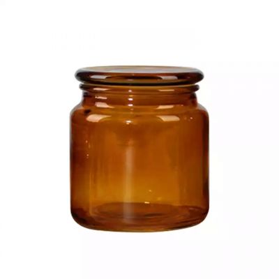 Wholesale Luxury Empty Glass Brown Amber Candle Jar Vessels Cup with Lids and Gift Box for Soy Wax Scented Candle Making