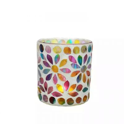Creative shaped colorful mosaic candlestick candle jar for home decoration
