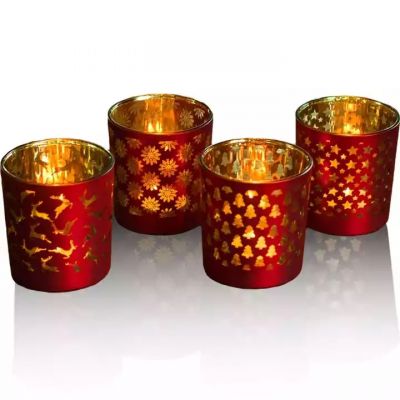 Cheap Red Antique Christmas Glass Tealight Candle Holder for Wedding