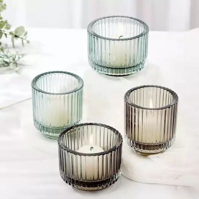 European style candlestick decoration household Western food candle cup glass wind lamp coloured glass candle holder