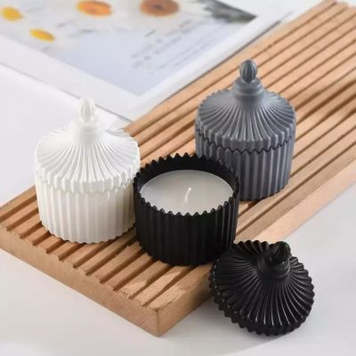 Honorable ger glass lid DIY home decoration empty glass candle jar matte white matte black matte gray glass candle holder