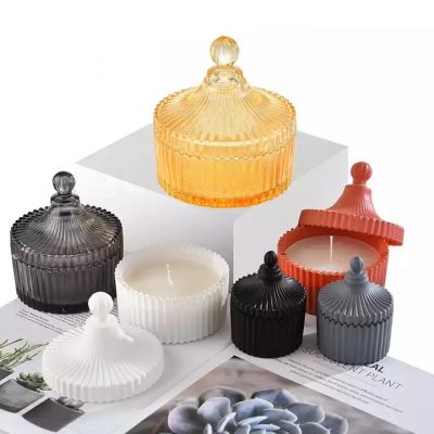 Hot sell 70ml 230ml 430ml cement soy wax luxury empty glass candle jars aroma decorative glass candle holder with ger lid