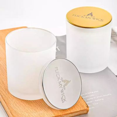 Hot sale frosted 200ml 320ml 430ml thick empty glass Candle Jars with airtight bamboo Lids for Making Candles