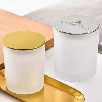 Laser logo frosted 6oz 10oz 14oz thick empty glass Candle Jars with airtight bamboo Lids for Making Candles