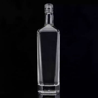 High End 750ml Square Super Flint Vodka Rum Liquor Glass Bottle With Screw Cap