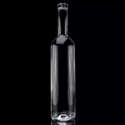 Fancy Shape Transparent Vodka Bottle Empty Round Tall Glass Bottles With Cork