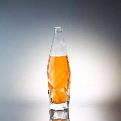 China Factory Wholesale Transparent Carved Glass Vodka Bottle 375ml500ml Free Sample Hot Sale Shape Vodka High Quality Bottle