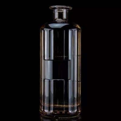 Unique Shape Light Brown Glass Bottle For Vodka Brandy 250ml 300ml 750ml Glass Bottles With Cork Cap