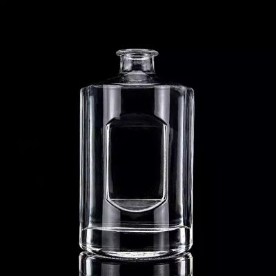 Customized Shaped 750ml Vodka Glass Bottle Cork Finish Clear Liquor bottle