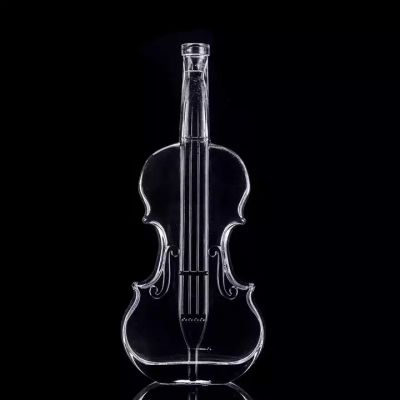 Wholesale Unique Design Violin Shape Vodka Glass Bottle 700ml 750ml Free Sample Transparent High Quality Vodka Bottle