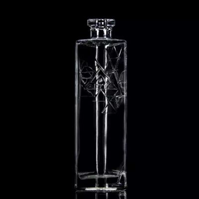 Wholesale Unique Design Triangular Pyramid Shape Vodka Glass Bottle Clear Glass Bottle with Cork