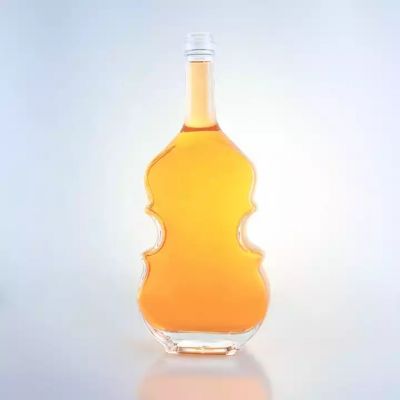 Customized Extra Flint Violin Shape Bottle 750ml Hot Sale Empty Brandy Glass Bottle For Whisky
