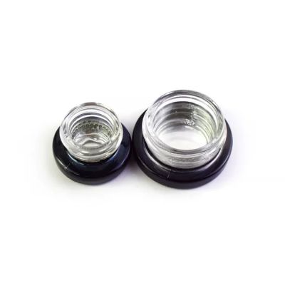 Flat Bottom Chrome Finish Glossy Black Thick Wall Glass Concentrate Jars Silver Inside,Child Resistant Container Glass Jars