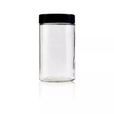 Custom New Type Child Resistant Cr Lid Storing Flower Or Dry 10oz Ounce Straight Sided Clear Glass Vials Jars