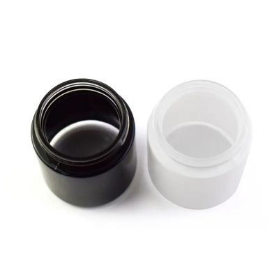 Black/White color Painted Clear Bottom Child Resistant Wholesale Small Food Grade Round Sharp Glass Jar With Bamboo Lid