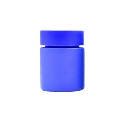 custom hot sale 60ml 2oz blue wide mouth blue cosmetics cream flower glass jar with child resistant lid