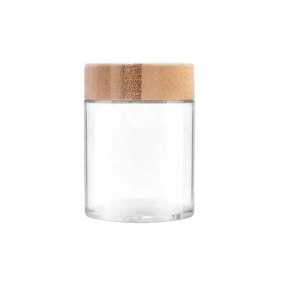 custom hot sale 170ml clear wide mouth cosmetics cream flower glass jar with bamboo child resistant lid
