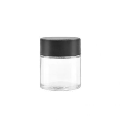 Factory direct sale 1 oz clear cylinder herb flower glass jars with black plastic childproof lid