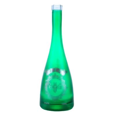 customized shape 500ml antique green spirits bottle vodka glass bottle with cork cap