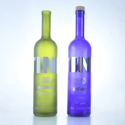 unique design 750ml 1000ml cobalt blue vodka bottle spirits glass bottle with cork cap