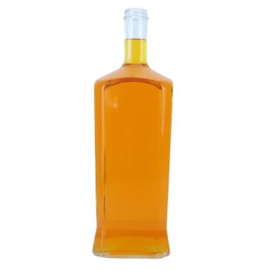 Food grade rectangular vodka tequila rum whiskey glass bottle with cork cap