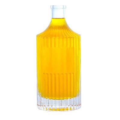 500ml round clear custom brandy vodka rum whiskey glass bottle with cork cap