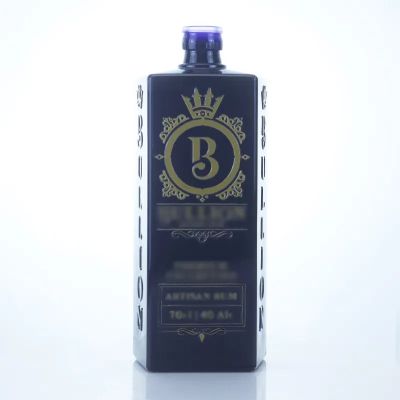 Custom black rectangle 700ml 750mml vodka spirit glass bottle with cork cap