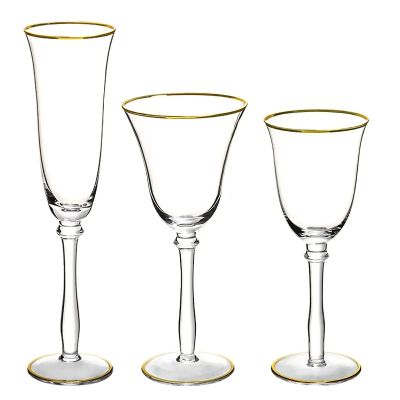 Factory Supplied Top Quality Custom Wine Glass Goblet Wedding Glass China Gold Rim Luxury Space Valentine Green Quantity Goblet