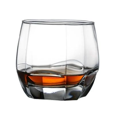 High quality egg shaped cutting process glittering lead-free glass whisky glass cup wine glasses
