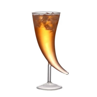 New design modern creative borosilicate glass drinking horn glass cocktail juice glass