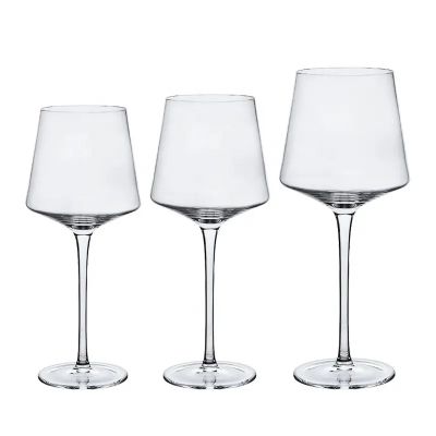 Wholesale Handblown Lone Stem Clear Red Wine Goblet Crystal Transparent Custom Logo Wine Glass