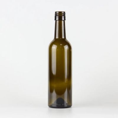 empty 375ml bordeaux antique green color mini wine bottle with screw cap finish