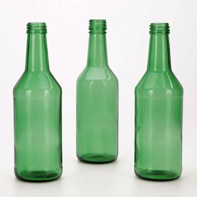 Empty 12oz 350ml 360ml Green Beverage Wine Glass Soju Bottle With Aluminum Lid