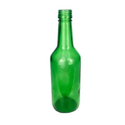 Empty 370ml green round glass liquor bottle for Korean soju
