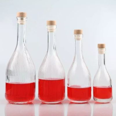 Super Clear 750 ml 700 ml Luxurious High Base Bar Top Glass Bottle With Vertical Ribs