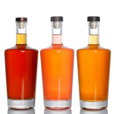 Customized Round 500 ml 700 ml 750 ml Ness bottle High Base Whisky Rum Tequila Dry Gin Glass Bottle