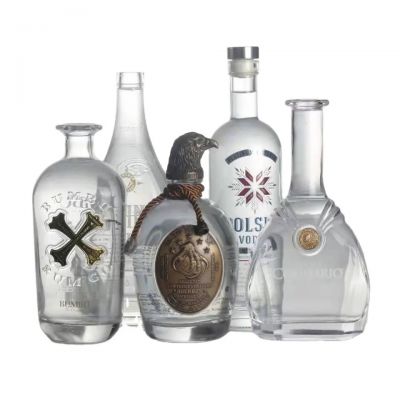 Customized silkscreen printed logo 750ml extra flint transparent oslo spirits liquor gin vodka glass bottle