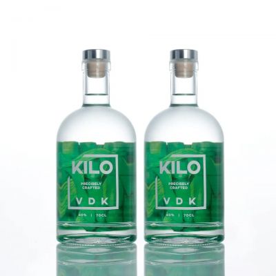 Manufacturer green double-color decals gin whisky spirit brandy liquor super flint liquor vodka glass bottle
