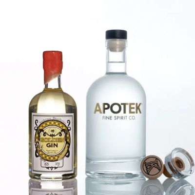 Hot Sale 200ml 250ml 375ml small glass bottles packaging for Spirits Vodka Whiskey mini Gin Glass Bottle