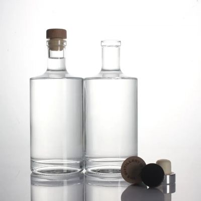 custom logo 700ml 375ml 750ml round super flint rum whisky brandy vodka liquor glass bottle for spirits