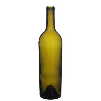 Custom logo printing red wine storage bottle 750ml antique green glass burgundy wine bottle
