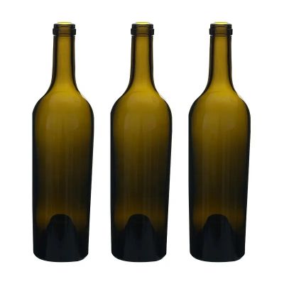 Wholesale red wine bottle empty 750ml bordeaux wine glass bottle with cork top
