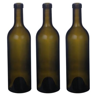 Factory supplier 750ml green bordeaux glass wine bottle cabernets zinfandels wine bottle